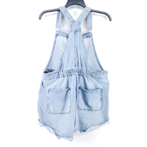No Boundaries Womens XL Light Wash Denim Shortalls With Pocket Details - Picture 2 of 9
